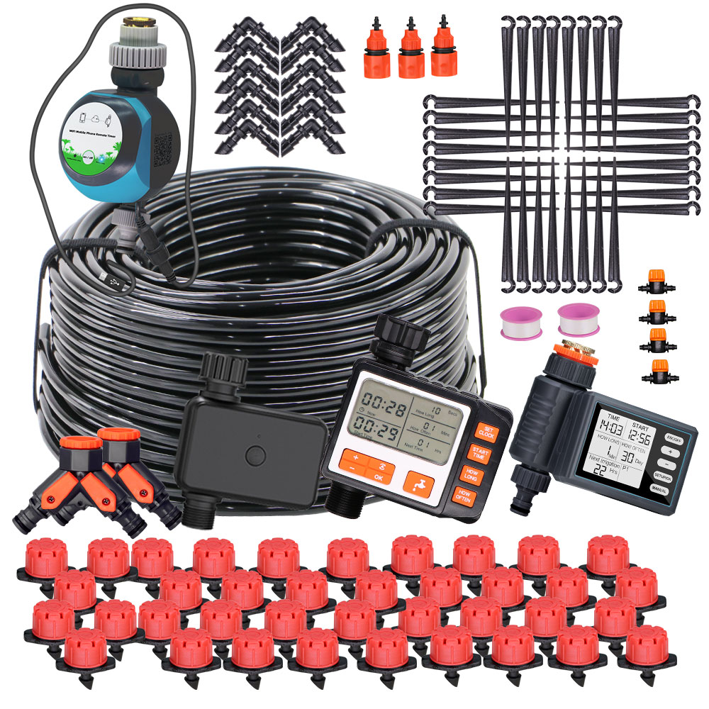 Smart Garden Hose - หัวจ่ายน้ำอัตโนมัติแบบปรับได้สำหรับหัวฉีดน้ำขนาด1/4นิ้ว50-5ม. ระบบให้น้ำแบบหยดสำหรับสวนเรือนกระจกกลางแจ้งในบ้าน