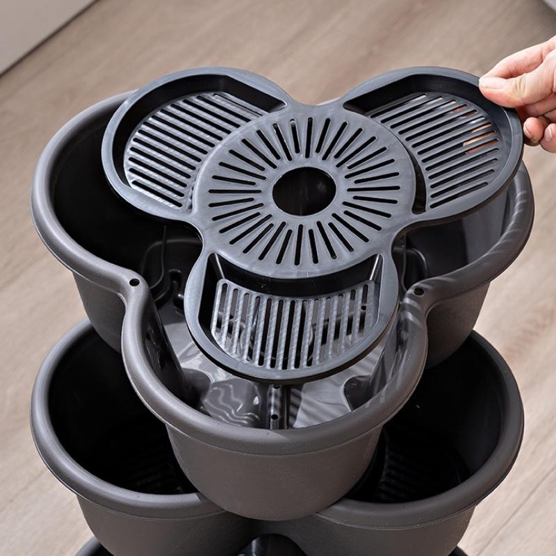 Vertical Planter Tower - กระถางปลูกต้นไม้แบบแนวตั้งซ้อนกันได้หลายชั้น ทำจากพลาสติก สำหรับปลูกสตรอว์เบอร์รีและผัก
