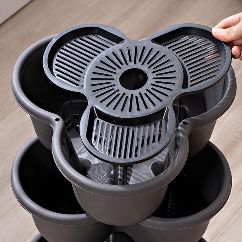 Vertical Planter Tower - 4 ชิ้น/เซ็ต STACKABLE แนวตั้งดอกไม้หม้อพลาสติก Garden Planter