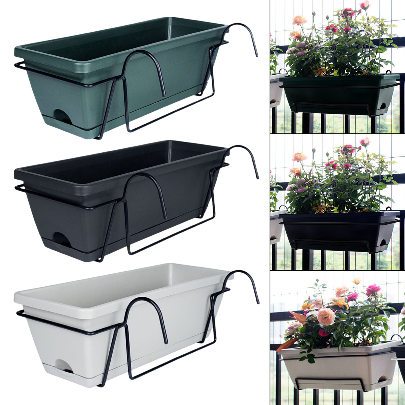 Vertical Planter Tower - ราวระเบียงชาวไร่ตะกร้าพืชรั้วชาวไร่พร้อมชั้นวางและถาดกระถางดอกไม้หน้าต่างกล่องชาวไร่สําหรับดาดฟ้าลานชนบท