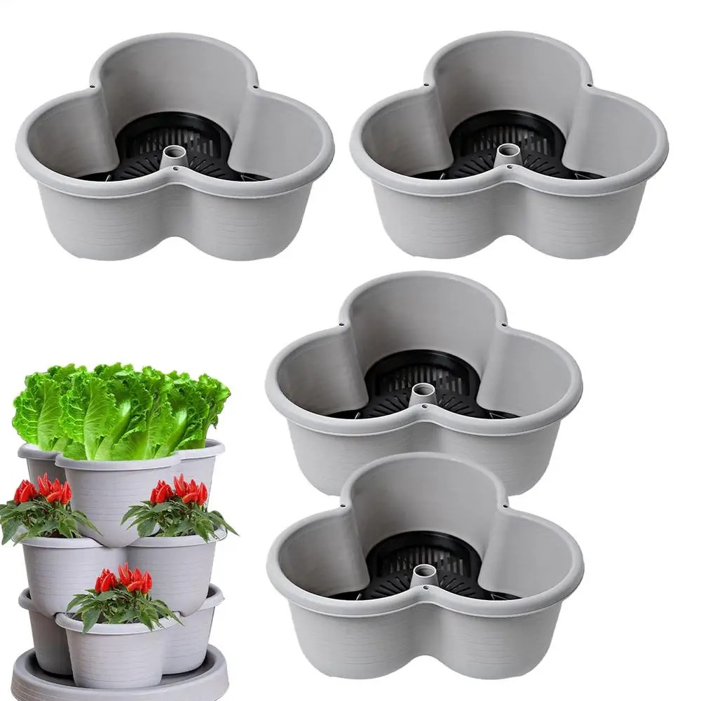 กระถางดอกไม้พลาสติกแบบซ้อนได้แ - Vertical Planter Tower บทวิจารณ์และราคา
