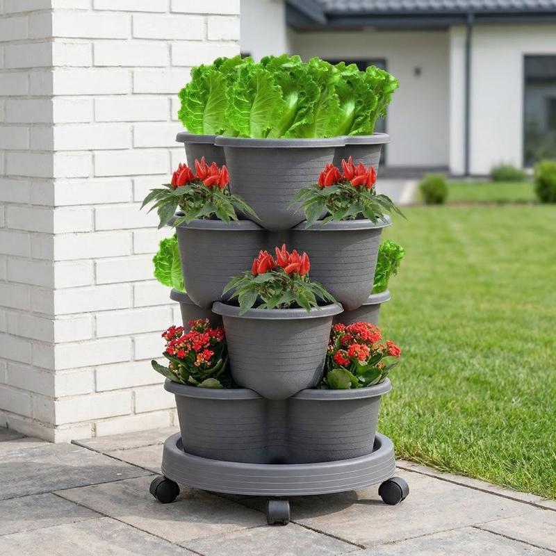 กระถางปลูกต้นไม้แบบเรียงซ้อนหล - Vertical Planter Tower บทวิจารณ์และราคา