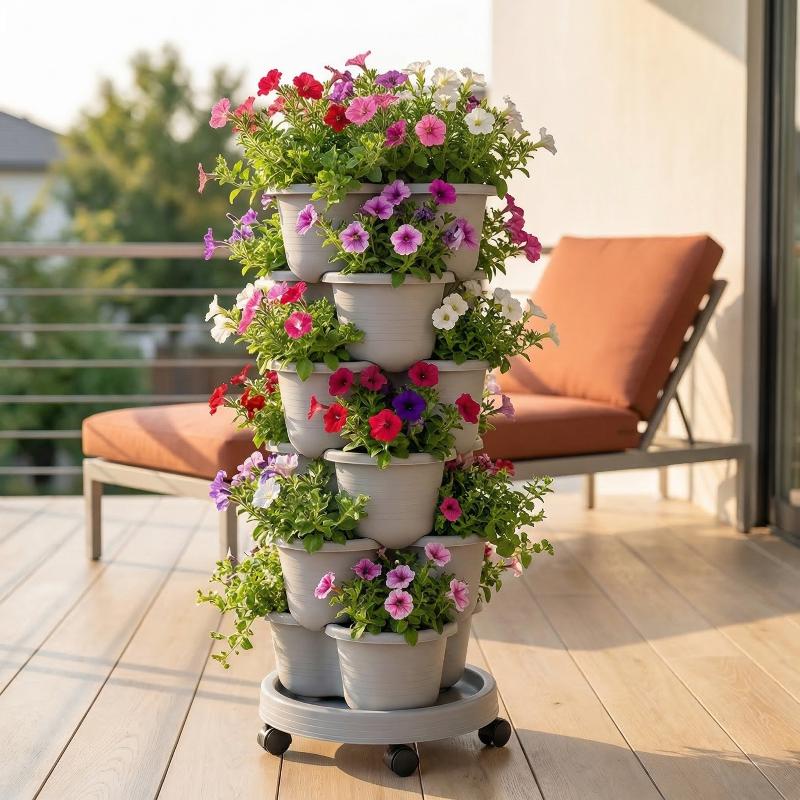 กระถางปลูกต้นไม้แบบแนวตั้งซ้อน - Vertical Planter Tower บทวิจารณ์และราคา