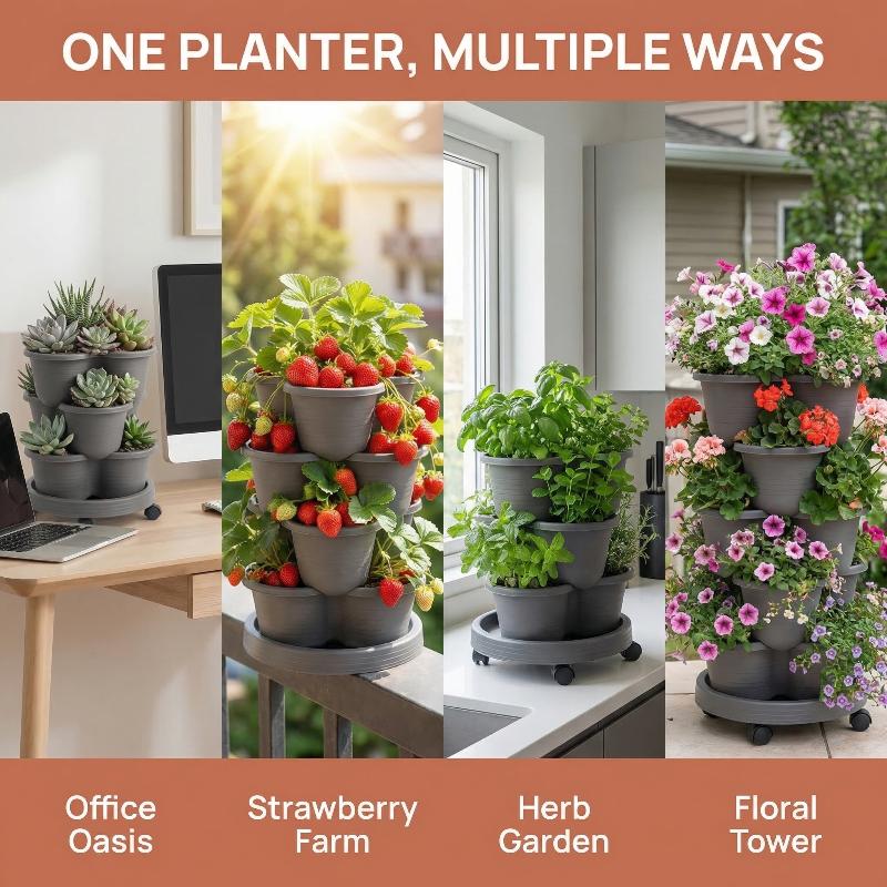 กระถางปลูกต้นไม้แบบแนวตั้งซ้อน - Vertical Planter Tower บทวิจารณ์และราคา