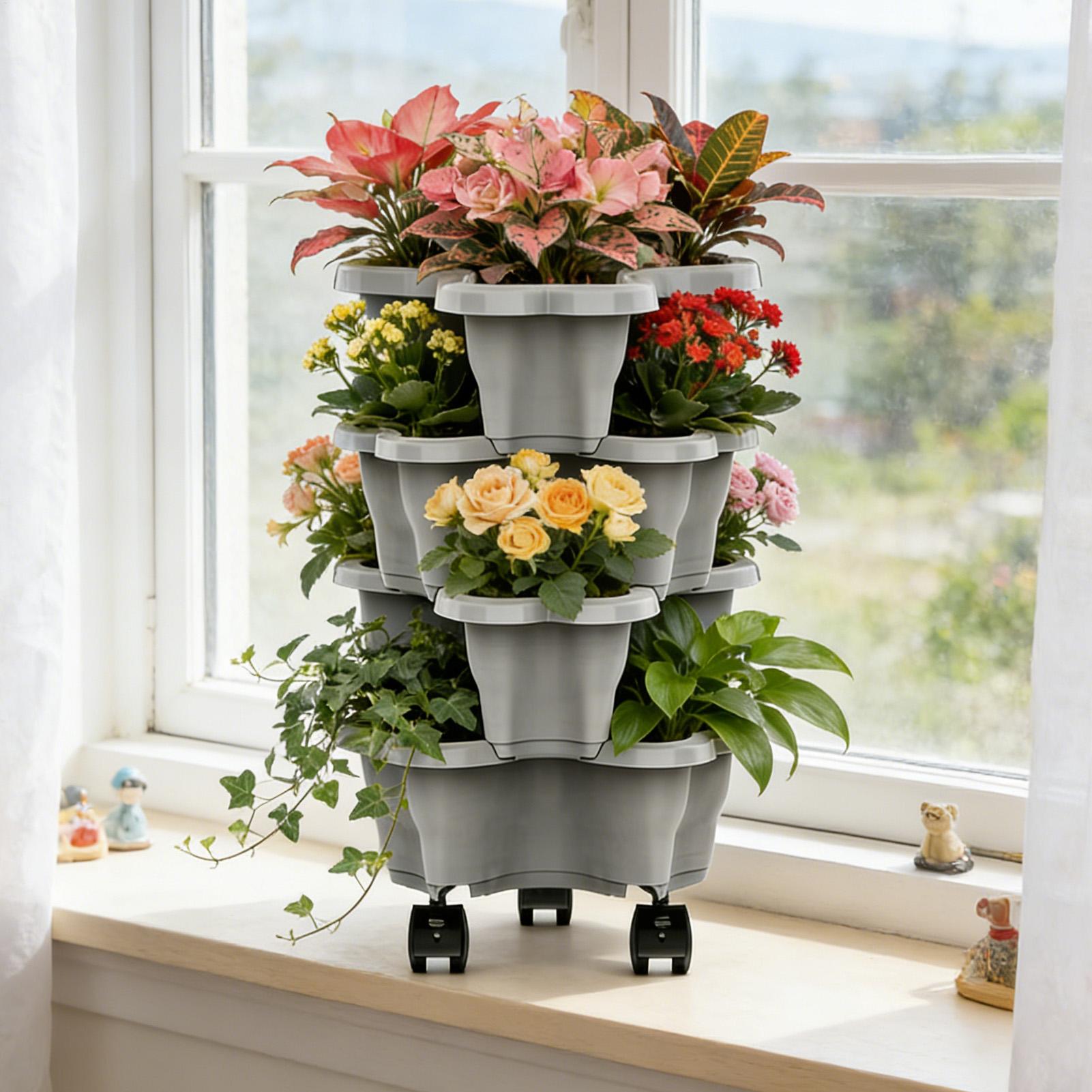 กระถางดอกไม้แบบแนวตั้ง 4/5 ชั้ - Vertical Planter Tower บทวิจารณ์และราคา