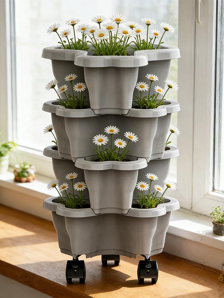 กระถางดอกไม้แบบแนวตั้ง 4/5 ชั้ - Vertical Planter Tower บทวิจารณ์และราคา