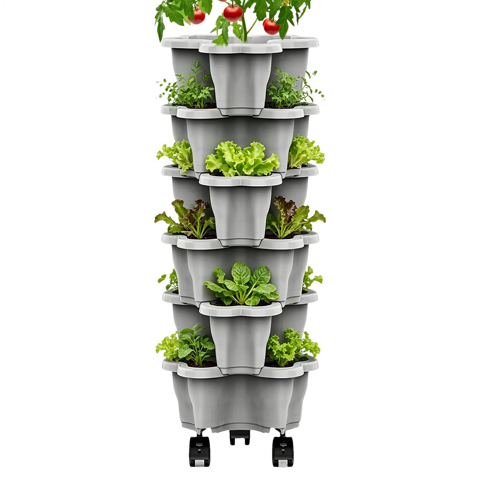 กระถางปลูกต้นไม้แบบเรียงซ้อน 6 - Vertical Planter Tower บทวิจารณ์และราคา