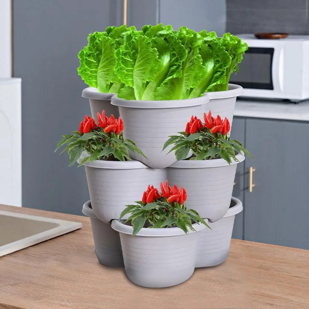 กระถางดอกไม้แบบตั้งซ้อนกันได้ห - Vertical Planter Tower บทวิจารณ์และราคา