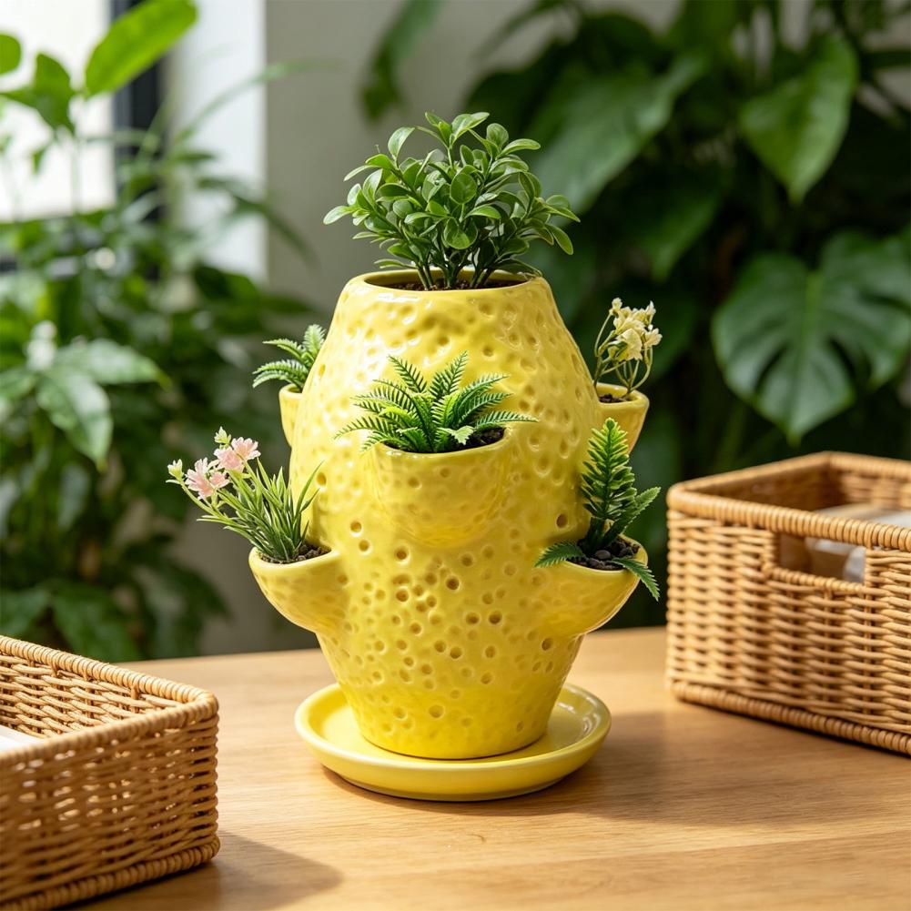 กระถางปลูกต้นไม้แบบนูนลาย กระถ - Vertical Planter Tower บทวิจารณ์และราคา