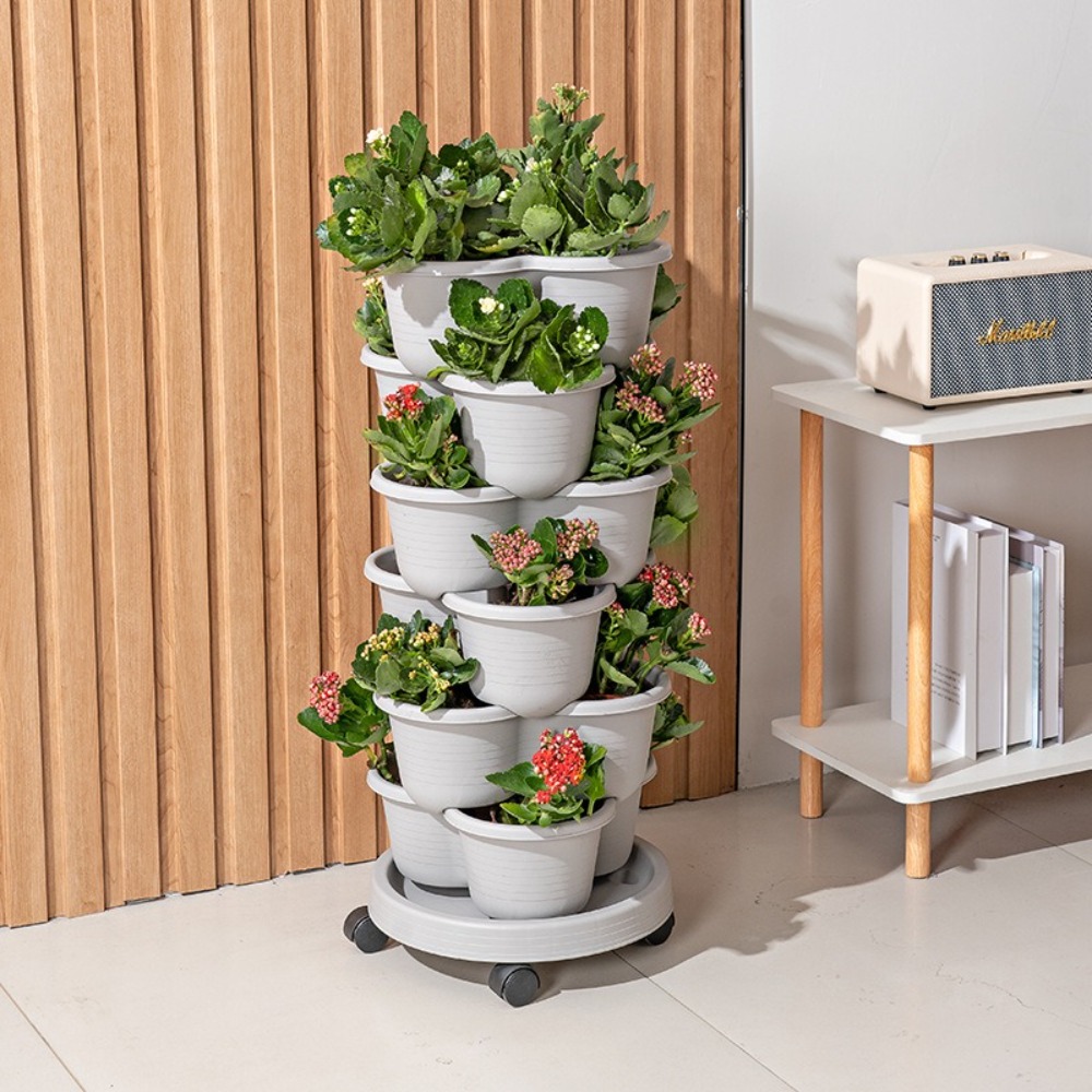 กระถางดอกไม้แบบซ้อนได้หลายชั้น - Vertical Planter Tower บทวิจารณ์และราคา